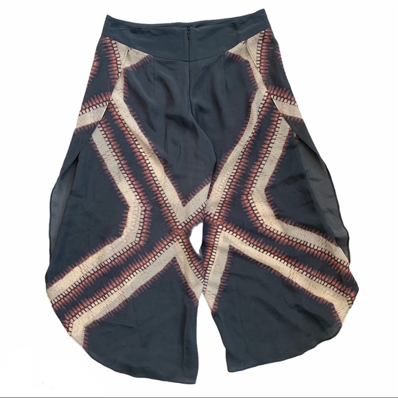 Anthro Elevenses Tamsin Silk Crop Faux Wrap Pants - Picture 3 of 9